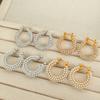 Hot Sale Full of Pearl Rhinestone Earrings Stainless Steel Earrings Versatile Jewelry Women