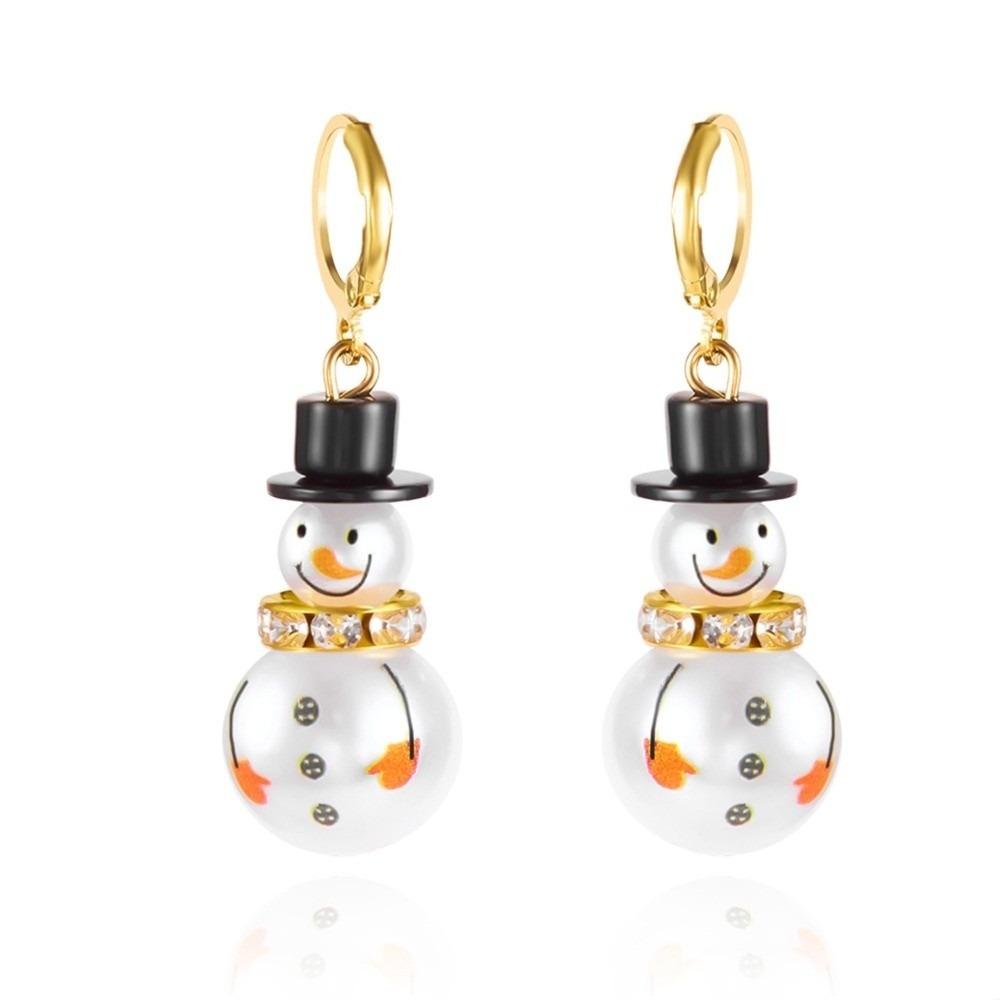 Rhinestone Christmas Earrings Snowflake Xmas Dangle Earrings Fashion Snowman Earrings  Women