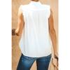 Women's Casual Loose Sleeveless High Neck Button Ruffle Tank Top, Plain Solid Color Versatile Blouse For Europe America, Spring Summer Daily Wear