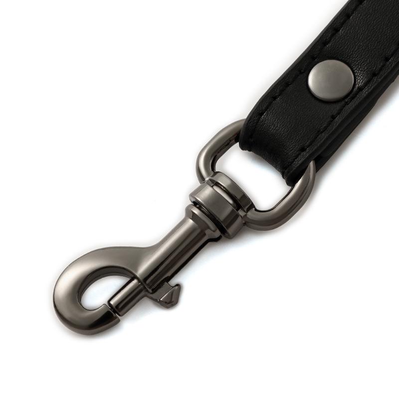 Ma Huang Shi Genuine Leather Unisex Black Single Buckle Shoulder Strap