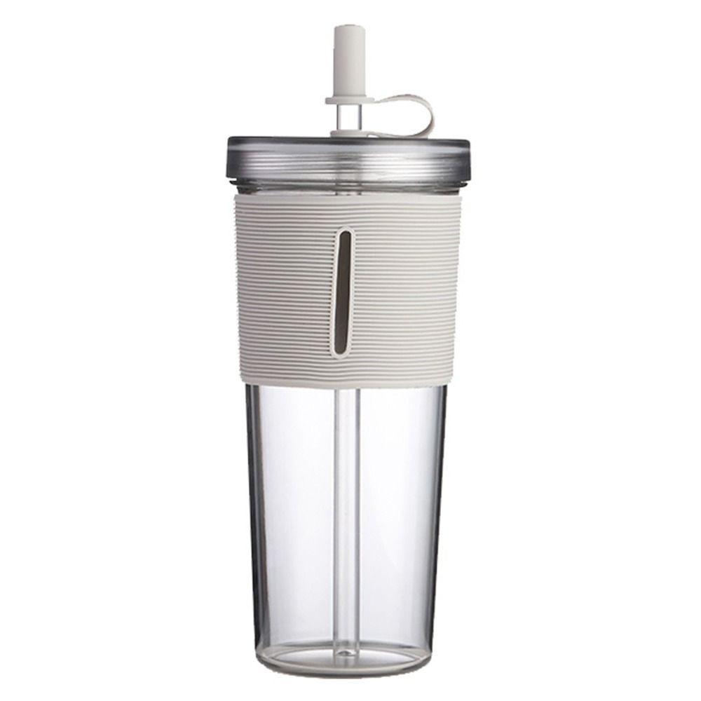 Reusable 710ML Drink Bottle Clear with Straw Straw Cup High Temperature Resistant Outdoor Kettle Gift