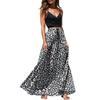 Damen Plus Size A-Linien Midi-Rock Mit Kordelzug Taille Leopardenmuster Baumwollmischung Lässig Lang