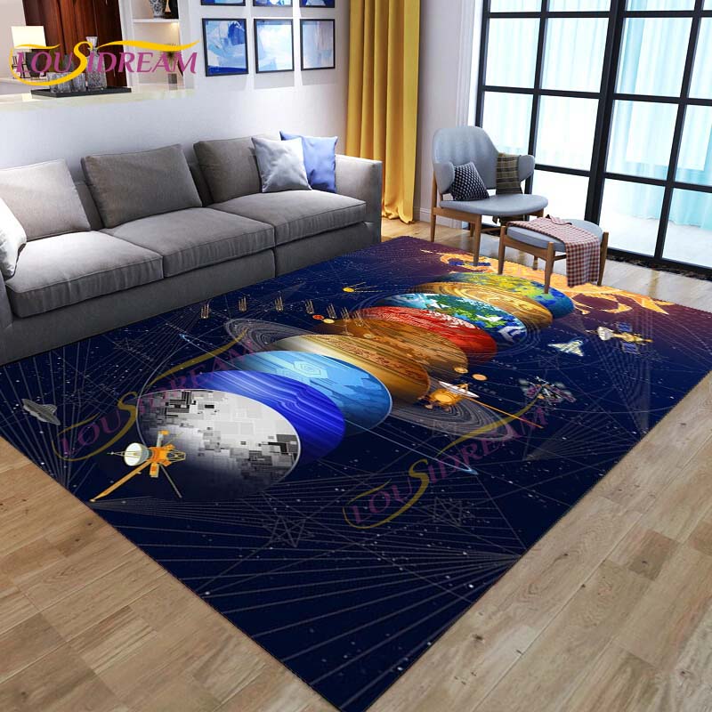 3D Colored Space Mat Galaxy Rug Starry Sky Carpet for Living Room Bedroomt Sofa Planet Rug Nursery Play Rug Floor Mat Home Decor
