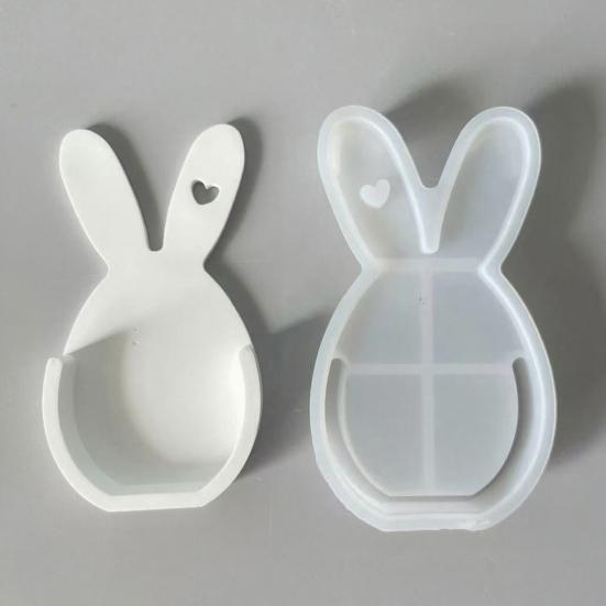 Silicone Easter Bunny Mold Flexible Flower Basket Casting Mold for Epoxy Plaster Wax DIY 3D Easter Decorations And Crafts Gift