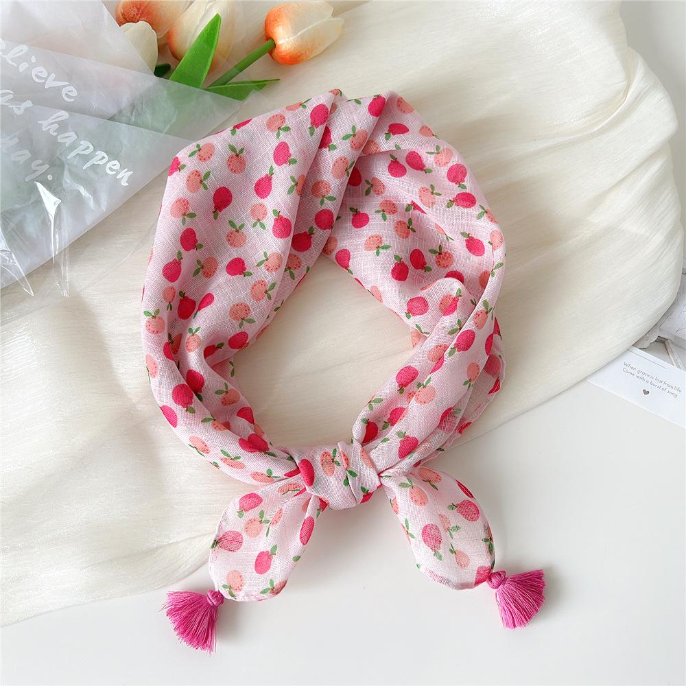 60 Tassel Cotton Linen Small Silk Scarf - Spring/Autumn Versatile Headscarf for Women, Fashionable Neck Protection and Decoration