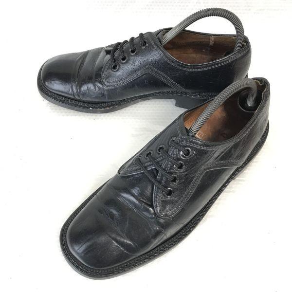 

West Germany 70s-80s Vintage obermain Leather Plain Toe 8 / 26.5cm / Black Business Dress Shoes(USED)