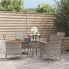 Vidaxl 5-Cz. Garden Furniture Set With Cushions, Grey, Poly Rattan