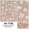 Redanco 5D Embossed Bow Nail Stickers - He-1167