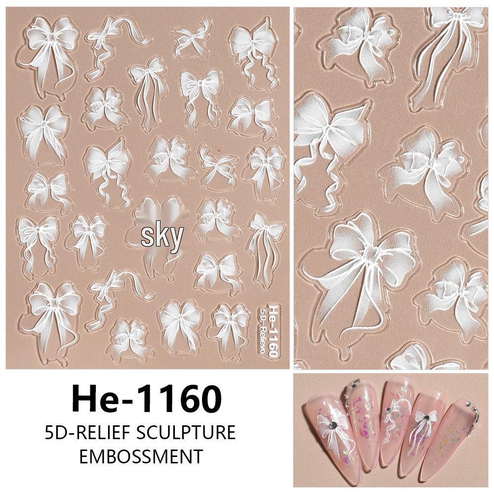 Redanco 5D Embossed Bow Nail Stickers - He-1167