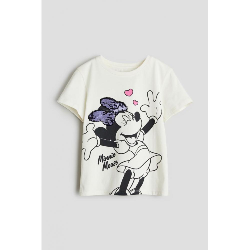 

Двусторонняя футболка HM с пайетками, белая Минни Маус