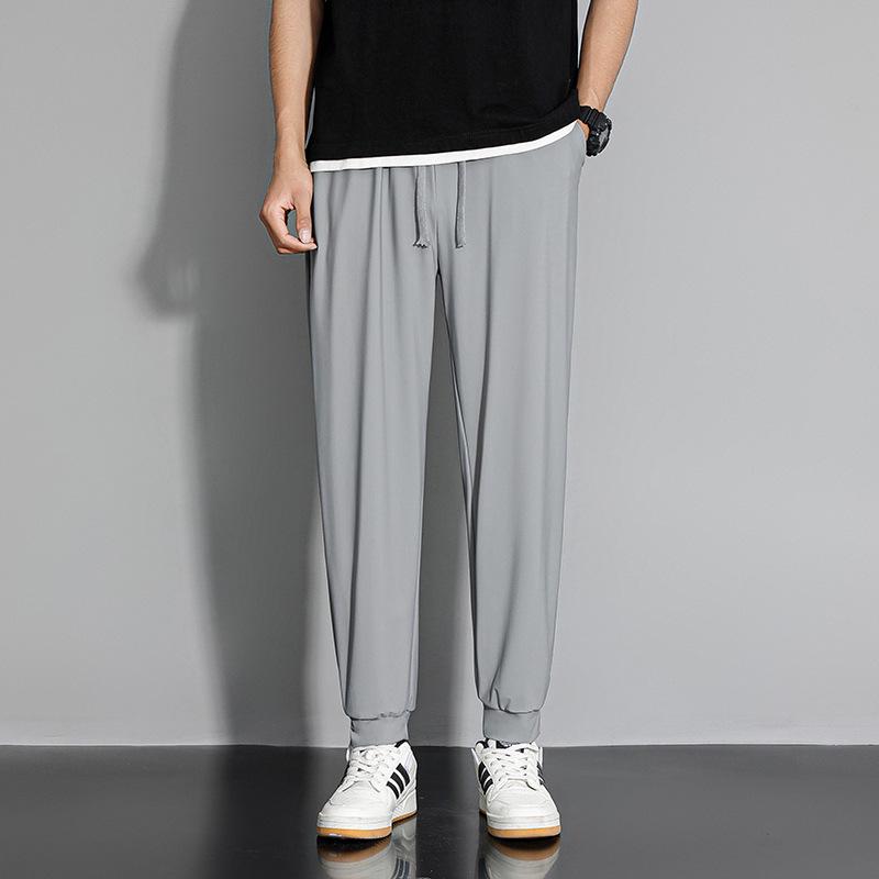 Summer Ice Silk Quick-Dry Joggers: Breathable, Stretchy, Long Pants for Men & Women - Ideal for Casual Sports.
