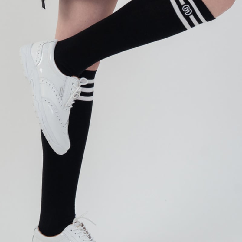 DOYOUKNOWMC ALL SEASON Striped Black Knee Socks