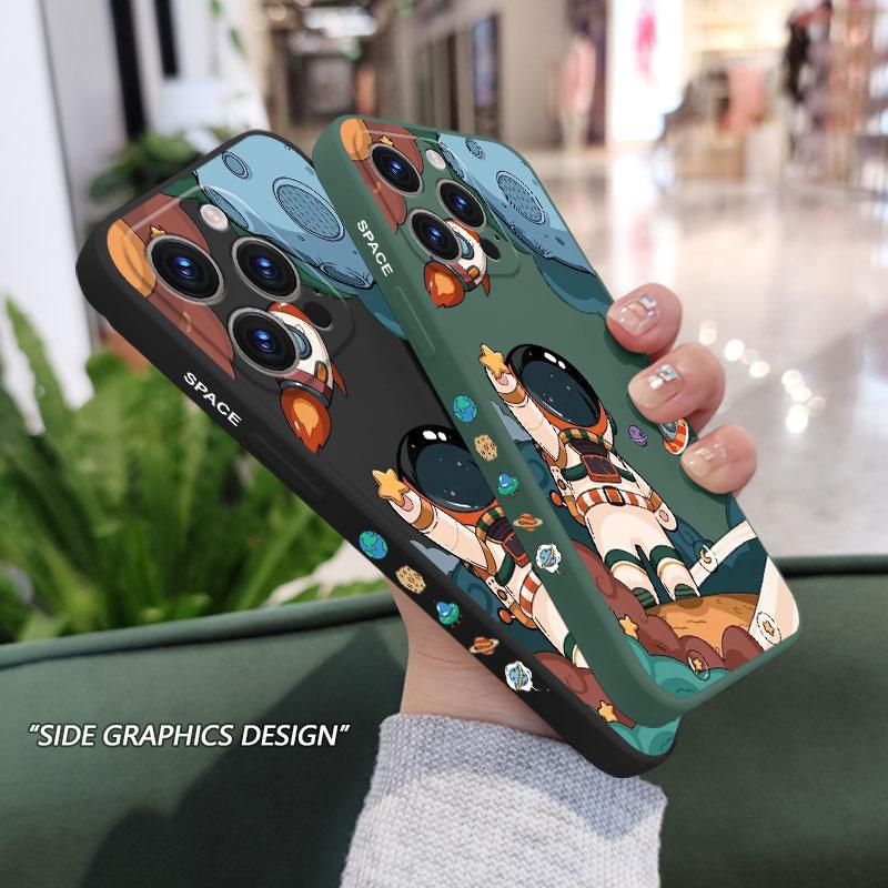 Rakete Astronaut Weiches Flüssigsilikon Fallschutzhülle Abdeckung Für iPhone 16 16e 15 Pro Max 14 Plus 13 12 11 Samsung Galaxy S25 S25 XiaoMi Redmi