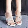 Fashion Butterfly High Heels Slippers Women Crystal Sandals Elegant Shoes Summer Woman Stilettos Open Toe Party Shoes Dress Mujer Pumps