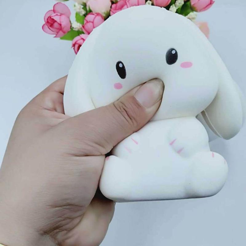 4in Fidget Vent Ball Toy Hand Squeeze Bunny Novelty Realistic Rabbit Toy Toddler Gift Stress Relief Waterproof Bath Toy