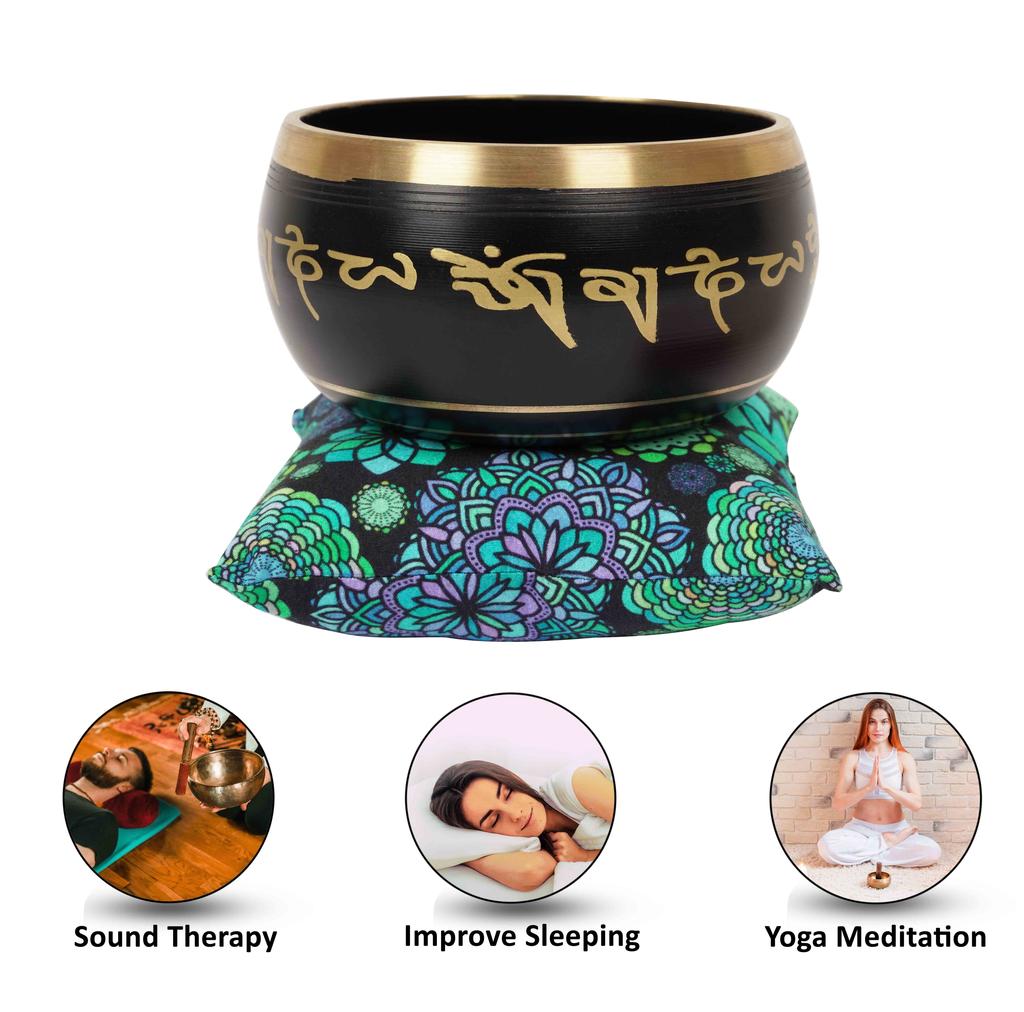IBA Indianbeautifulart Tibetische Klangschale, Musikinstrument für Meditation, mit Stab und Kissen