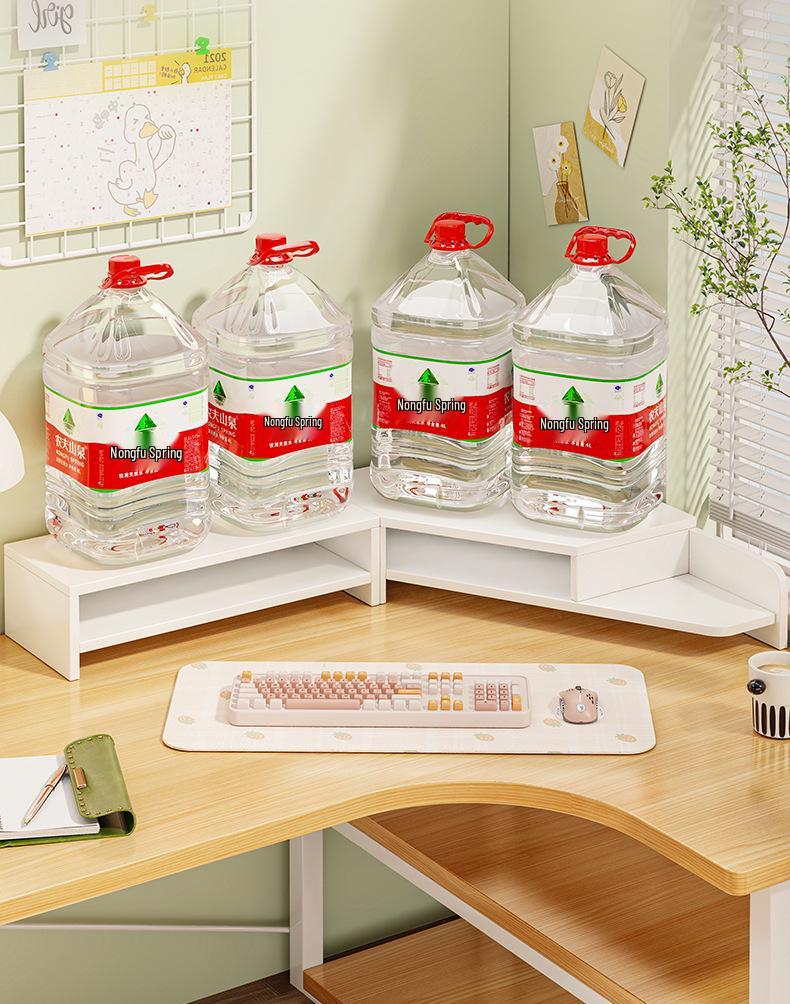 Corner Desktop Monitor Stand with Storage Rack