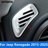 Front Upper Air Condition AC Vent Outlet Cover Trim For Jeep Renegade 2015-2024 2025 Chrome Interior Accessories Car Styling