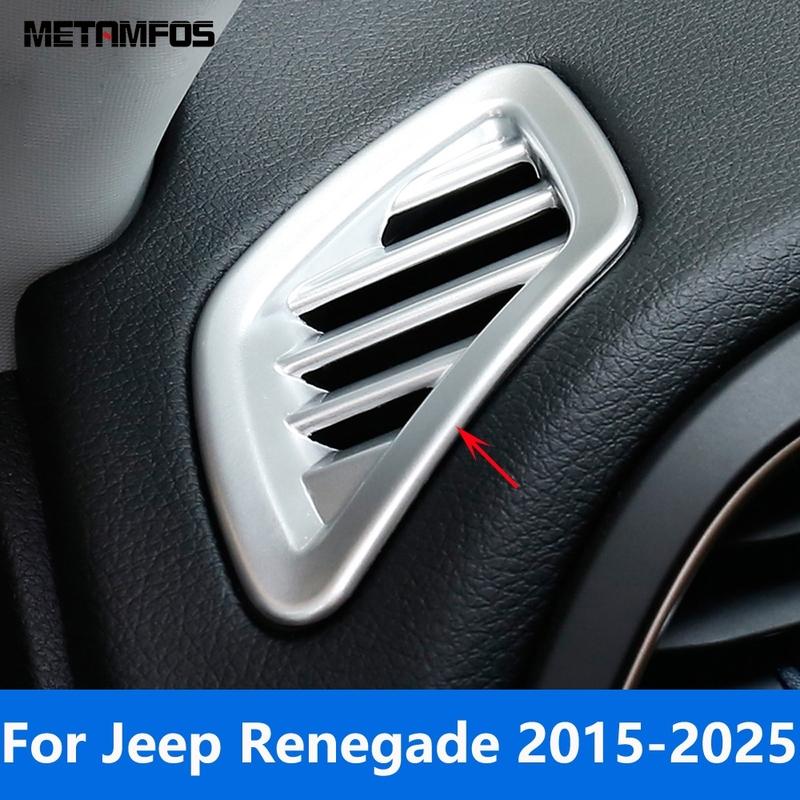 Front Upper Air Condition AC Vent Outlet Cover Trim For Jeep Renegade 2015-2024 2025 Chrome Interior Accessories Car Styling