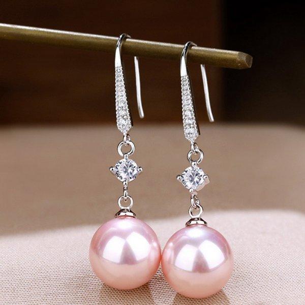 Korean Exquisite Imitation Pearl Tassel Drop Earring For Women Shiny Zircon Flower Leaf Long Ear Line Geometric Earring Jewelry