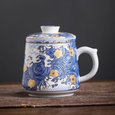 Creative Enamel Color Coffee Mugs Handmade Ceramic Teacups Porcelain High Quality Tea Cup with Cover and Filter Tea Ceremony
