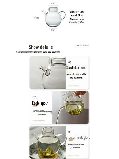 Handmade Transparent Borosilicate Glass Teapot with Filter - Mini Kung Fu Tea Set