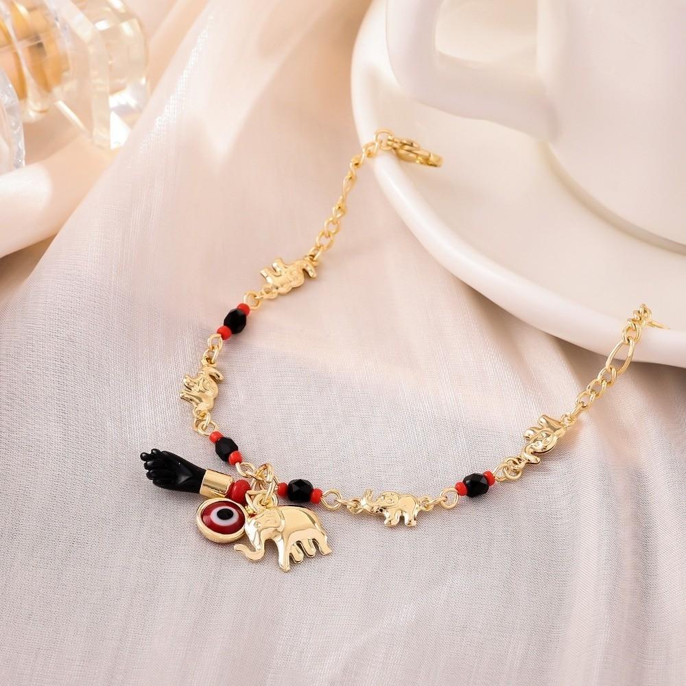 Copper Elephant Bracelet Vintage Retro Bracelet Bangle Bohemian Style Bead Bracelet Men