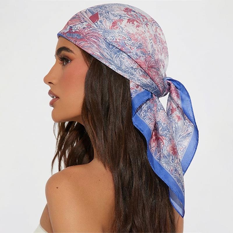 Fashion Print Silk Hairbands Scarf Women 2025 Spring New Elagant Floral Bandana Neck Kerchief Head Bands Foulard Female Scarfs
