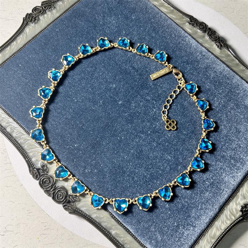 

Оскар Ретро Высококлассное Ожерелье в форме сердца со стразами синий