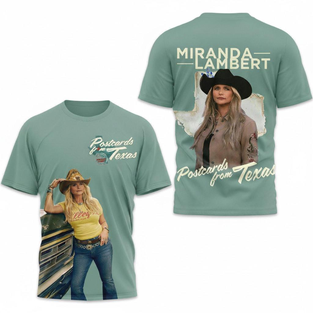 New Miranda Lambert Postcards From Texas 3D T-shirt All Size S to 5XL 2F985 XXXXL