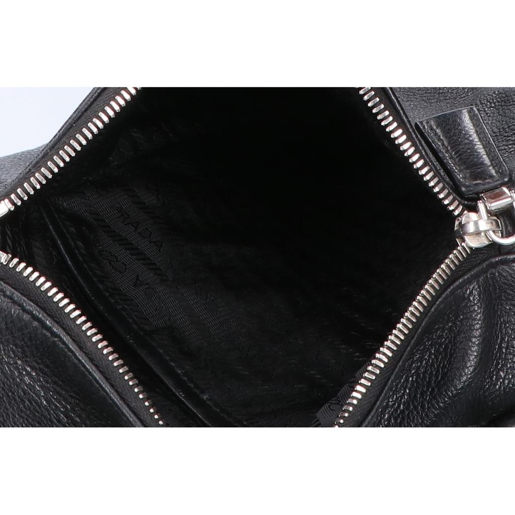 PRADA 2VZ098 Vitello Dino Cow Leather Crossbody Bag Shoulder bag blackUsed