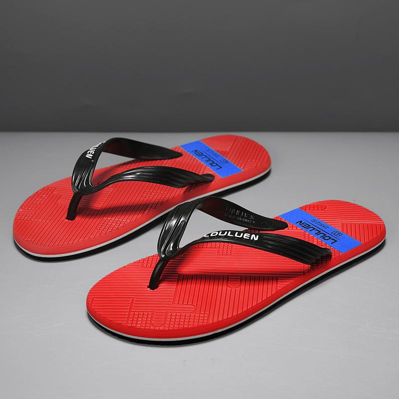 

Модные горячие продажи модные красные мужские шлепанцы лето 2024 удобные плоские тапочки мужские нескользящие пляжные шлепанцы мужские chanclas hombre 39