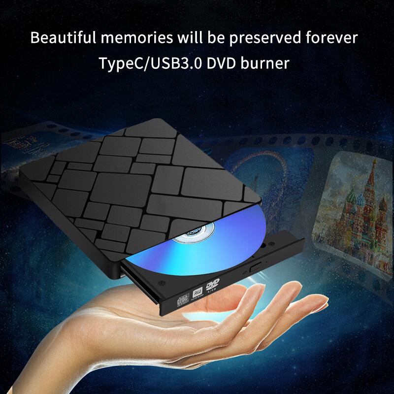 Typec+USB 3.0 Externes Blu-Ray-Laufwerk CD24X High-Speed-Laufwerk Werkzeuge Und Brennschreiber-Adapter DVD CD Extern Multifunktion A3Y9