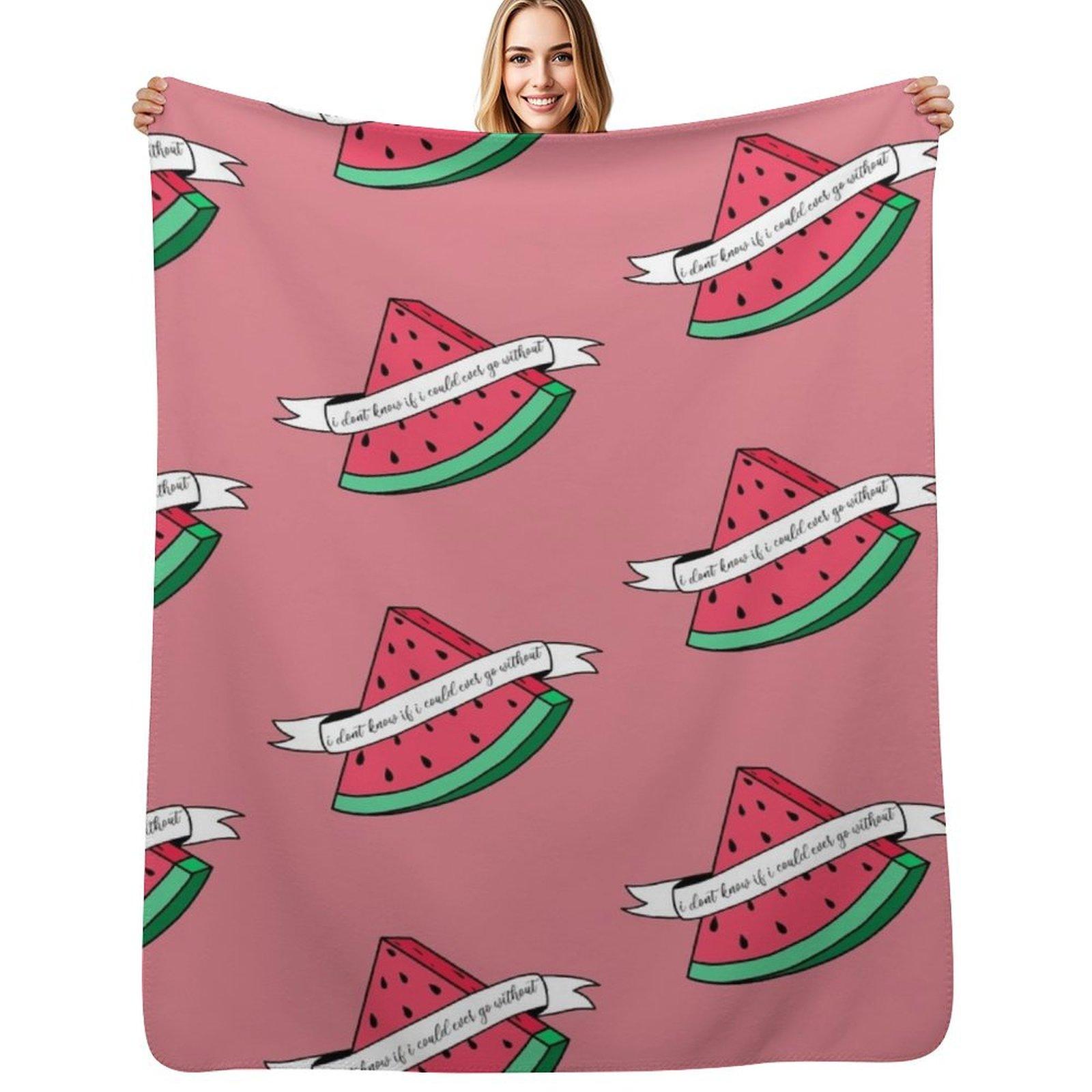 watermelon sugar Throw Blanket Travel Size Cozy Blanket for Plane Train Size: 75*100cm, Weight: 230 GSM