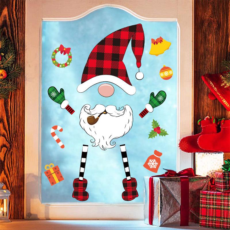 Świąteczna naklejka ścienna bałwan kreskówkowy dekoracja atmosfery świątecznej naklejka na okno szklane materiał samoprzylepny naklejka na lodówkę