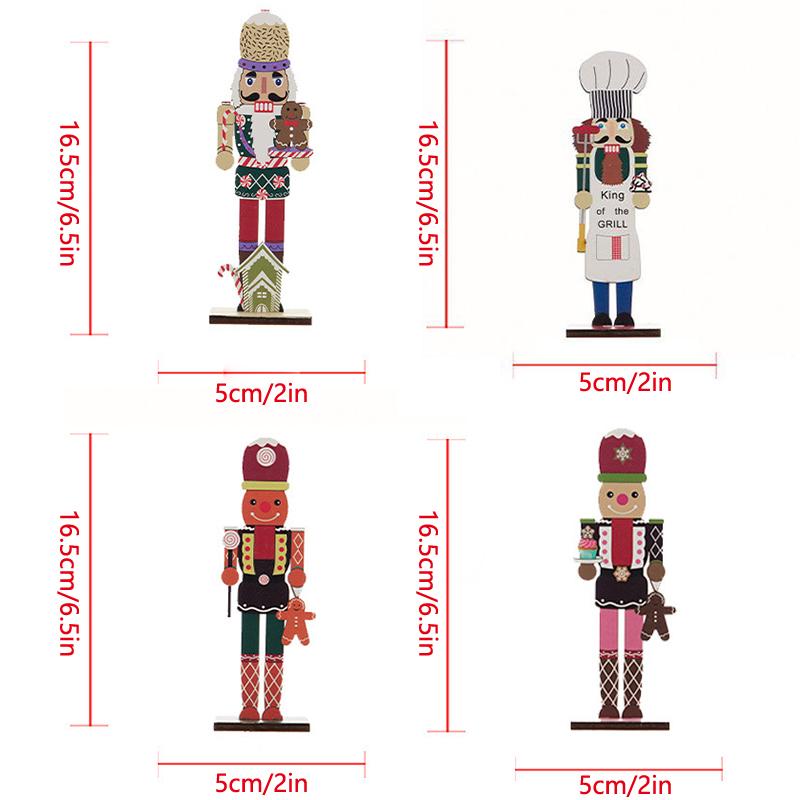 4pcs Wooden Nutcracker Soldier Pendant Xmas Tree Hanging Ornament Christmas Decoration For Home Natal New Year Gift