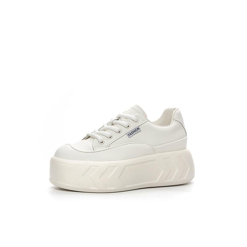 Autumn and winter new inner height increase white shoes versatile women's shoes small muffin thick-soled leather single shoes soft-soled velvet