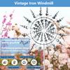 1pc Iron Windmills Sculpture - 3D Kinetic Windmill with Intricate Metal Leaf Design, Perfect for Outdoor Garden Yard Art & Windcatcher Decoration