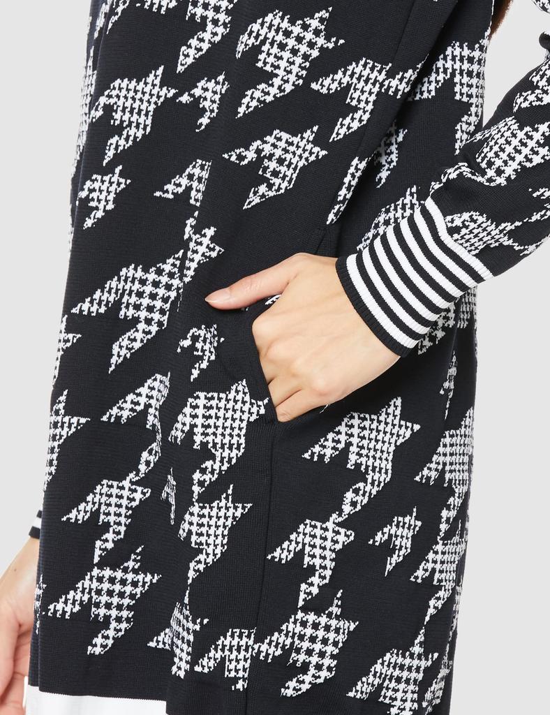 Sukienka z długim rękawem Ecopet 2 Wzór 0 [Pearly Gates] Damska Kwiatowy/Kratka pepitkowa / 055-2224902 121_Kratka pepitkowa [S]