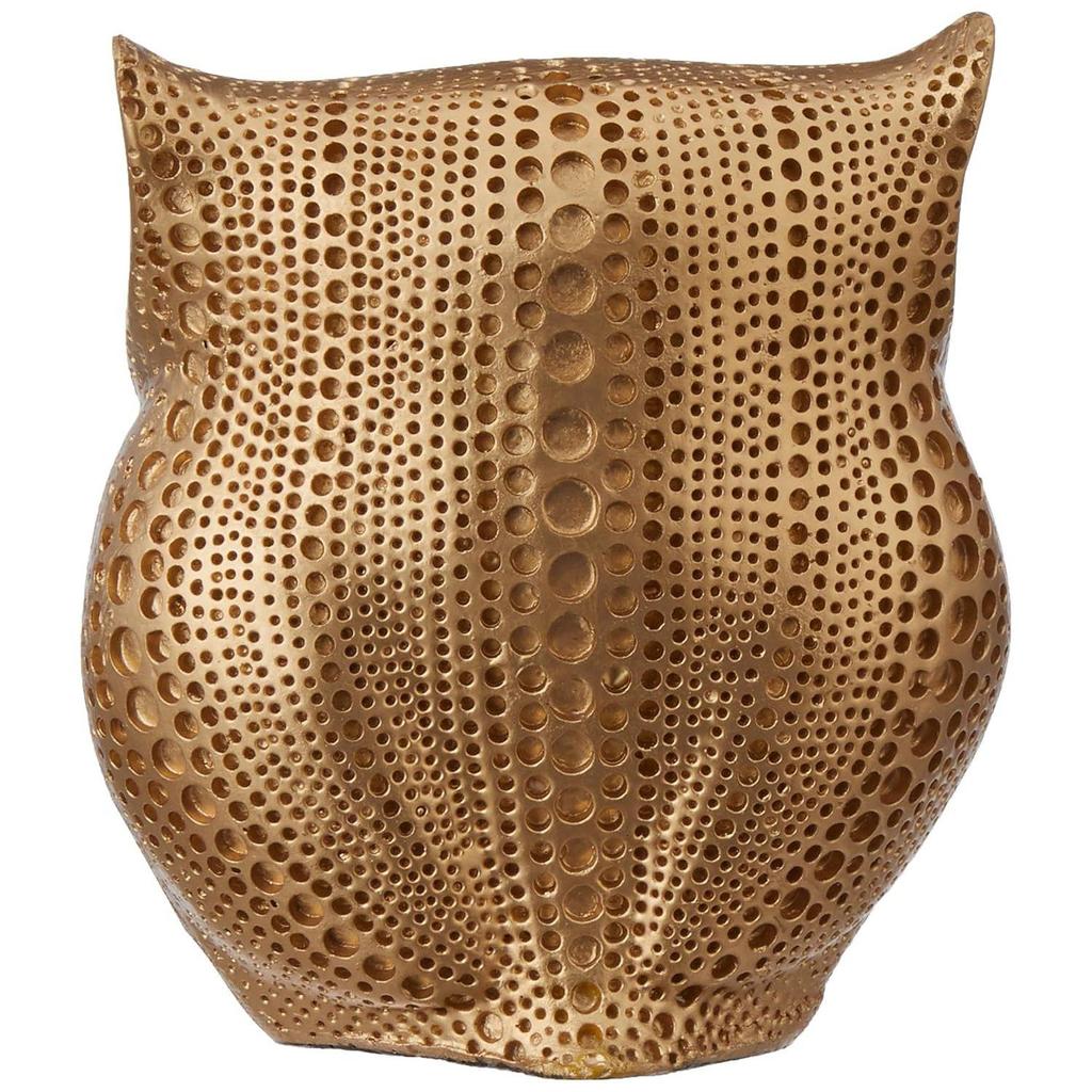 Modern Classy Happy Owl Resin Art Figure Showpiece (Golden, 13 Cm, 6.5 Cm)