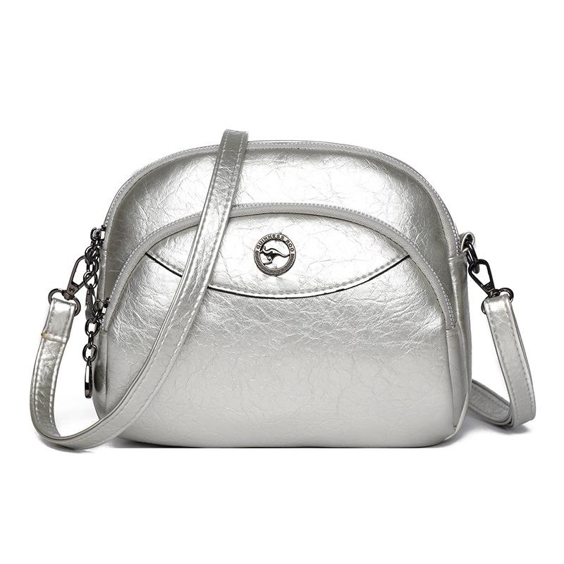 

2025 сумка-ракушка женская мода новая мода универсальная мягкая кожа многоотдельная простая на плечо кроссбоди трендовая маленькая сумка серебряный
