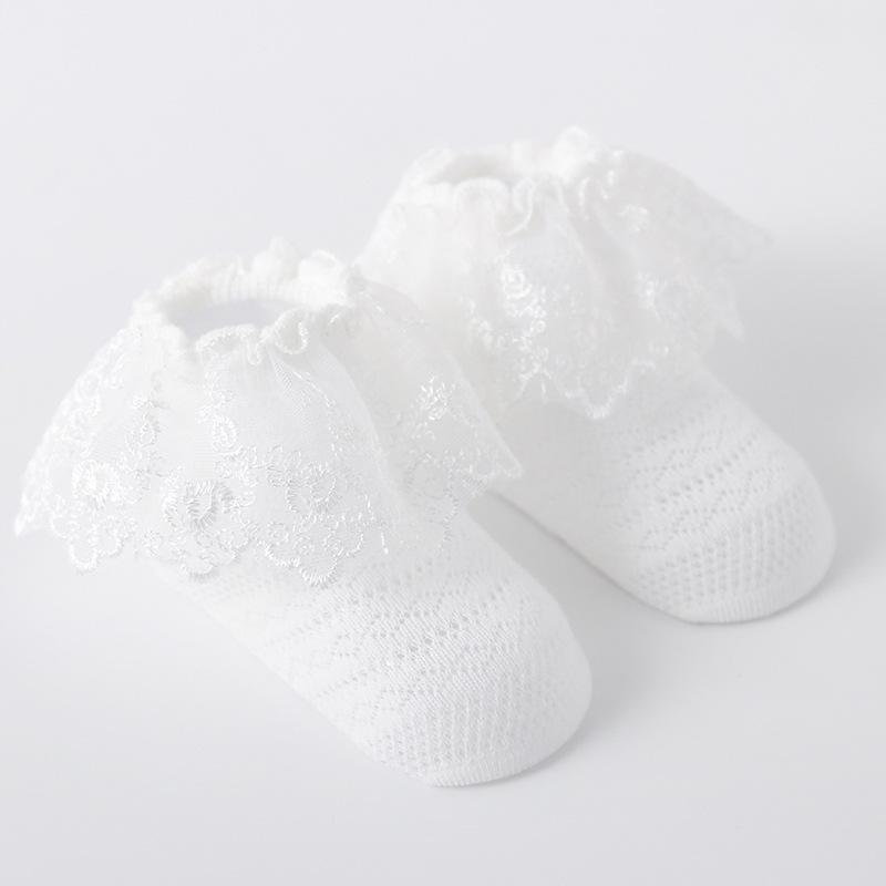 

Новые летние сетчатые детские кружевные носки, кружевные носки принцессы, кружевные носки для девочек из хлопка, кружевные детские кружевные носки белого цвета S code 0-1 years old