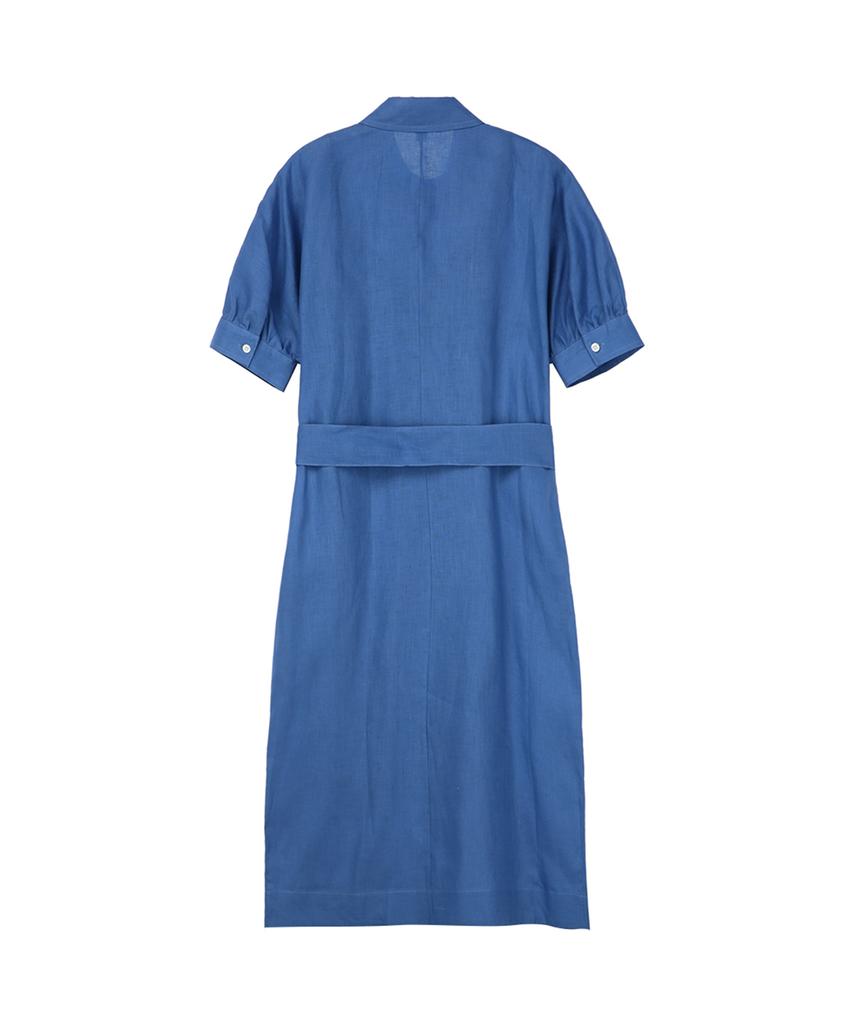 BROOKS BROTHERS Linen Belted Shirt Dress (Navy) (Bbdzwm7130Qes)