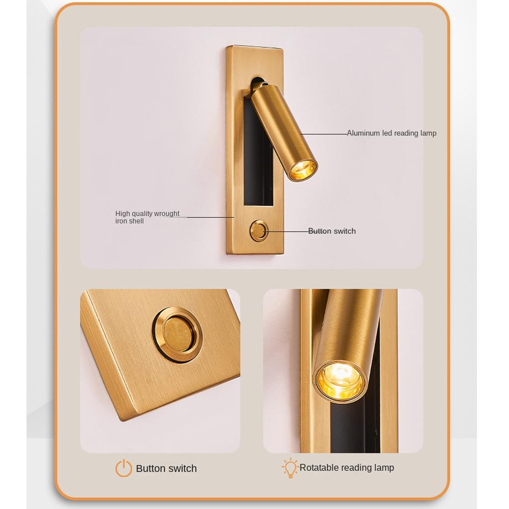 New Led Indoor Wall Lamps 3W Wiht Switch Led Wall Light Modern Stai Wall with USB Charge Wall Sconce Livingroom Led Luminaire