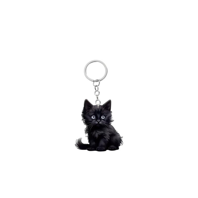 Cute cat keychain, acrylic circular ring accessories, 2D flat double-sided printed pendant