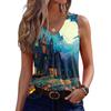 Women's Sleeveless V-Neck Halloween Print Tank Top for Casual Wear