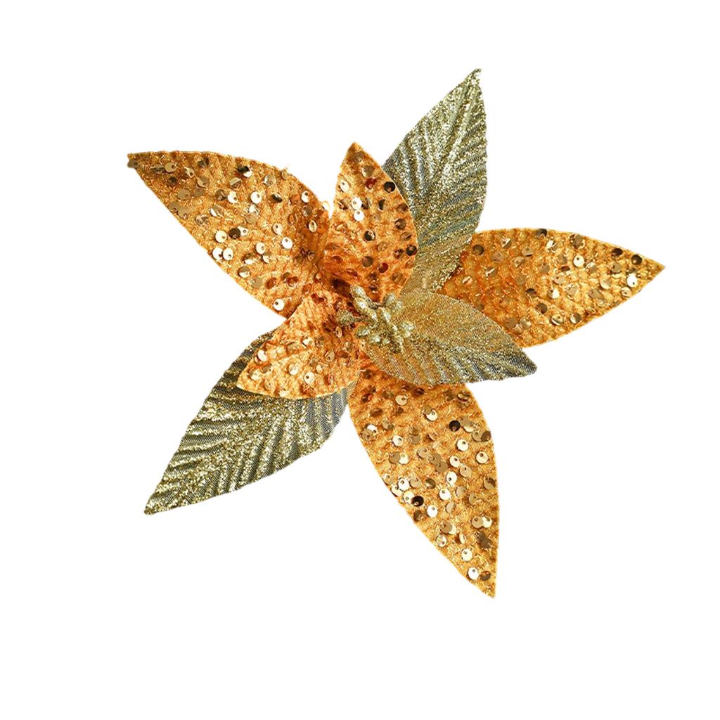 High-end Fabric Christmas Flower Simulation Flower Sticky Powder Gold Powder Flower Arrangement Christmas Tree Wreath Rattan Decoration