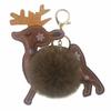 New Faux Rabbit Fur Fashion Jewelry Deer Key Ring Car Bag Pendant Key Buckle Reindeer Keychain