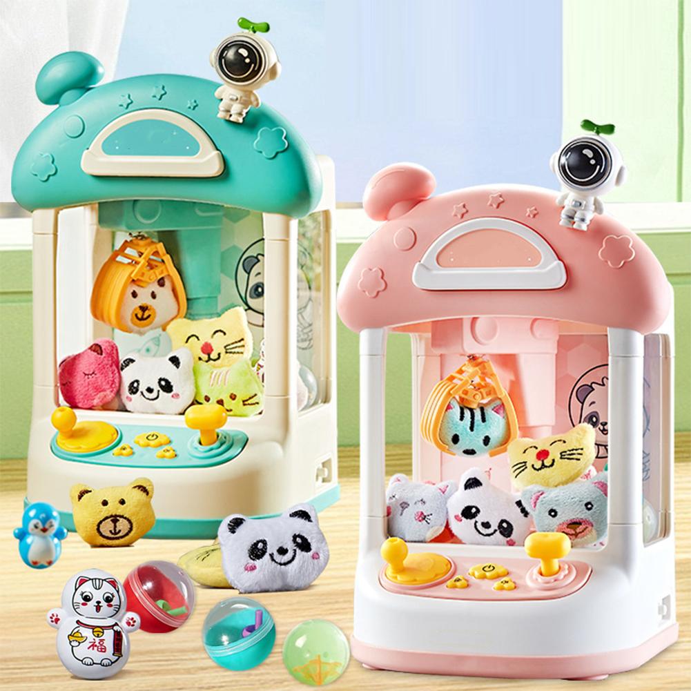 Kids Claw Machine Electronic Arcade Claw Machine With Music Light Toy Grabber Machine With 10 Dolls 10 Capsule Toys