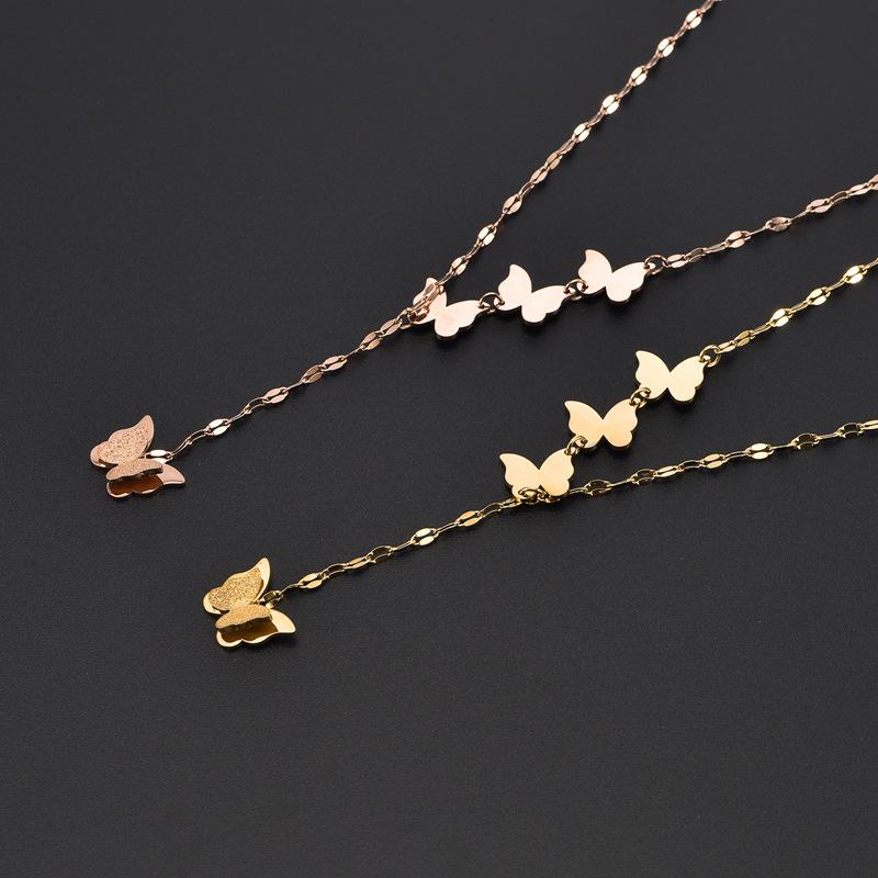 Mori-Style Titanium Butterfly Pendant Necklace for Women - High-End Fairy Spirit Clavicle Chain Jewelry